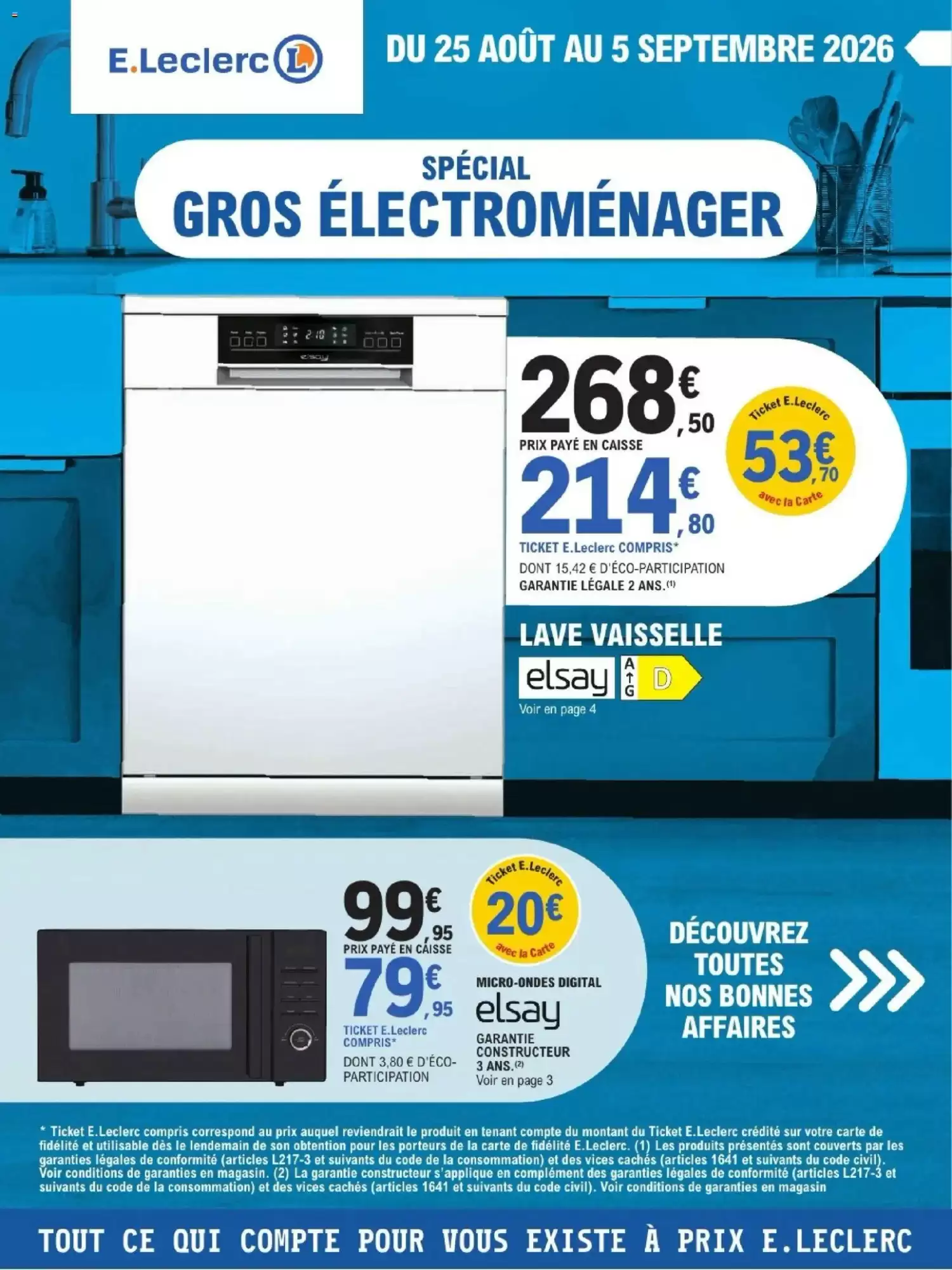 Catalogue E.Leclerc gros électroménager du 25 août au 5 septembre 2026 page 1