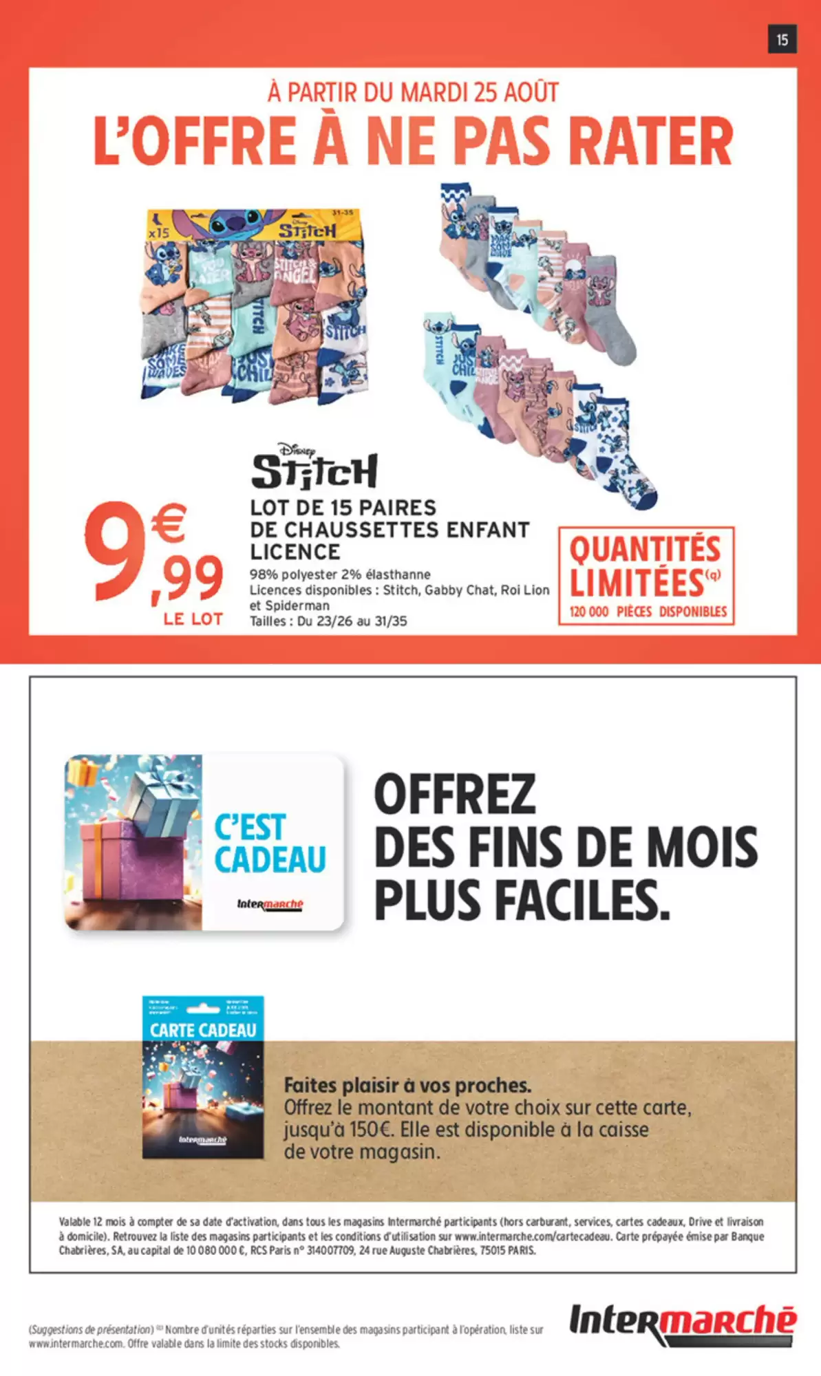 Offre textile et carte cadeau Intermarché