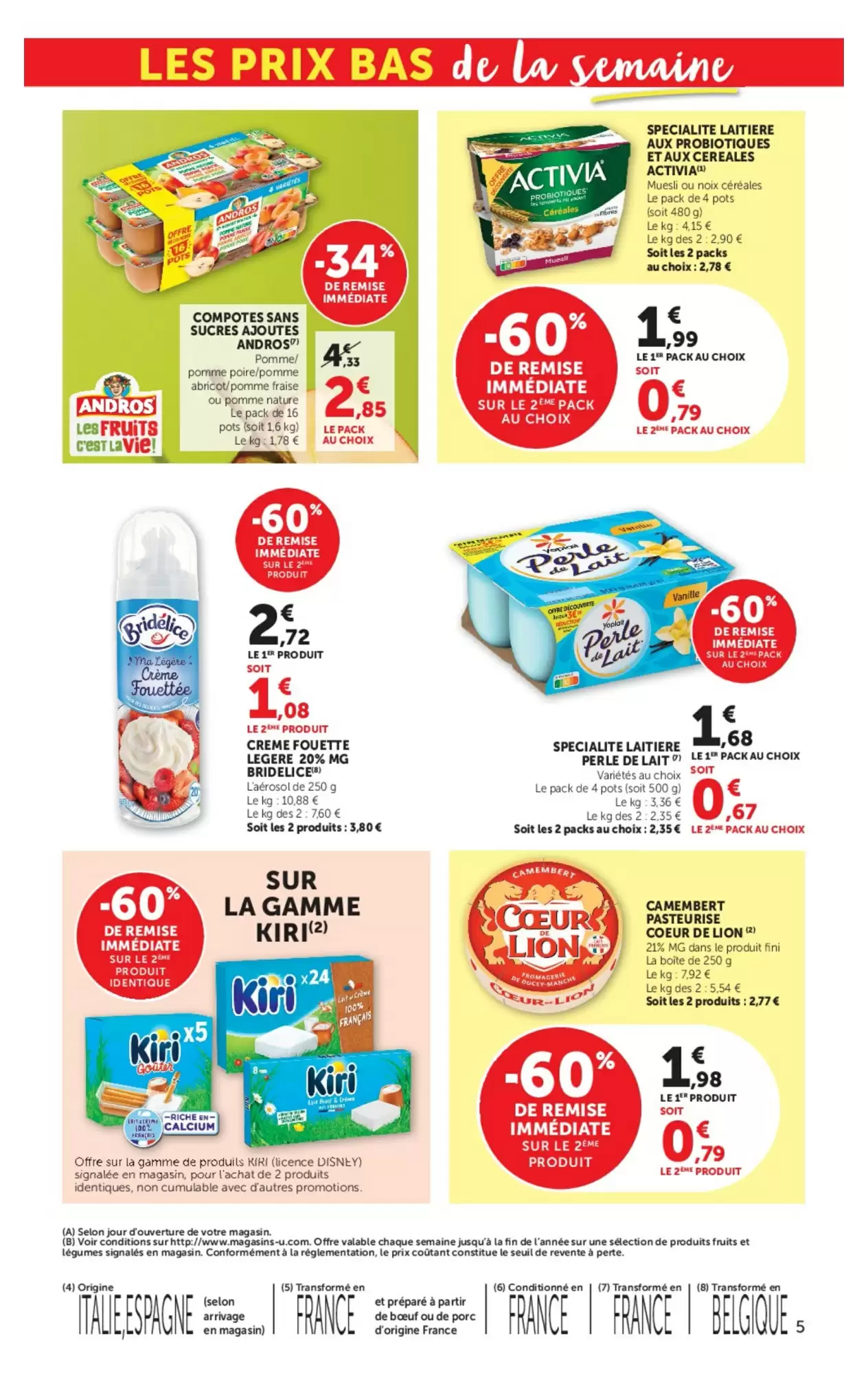 Prix bas sur les produits laitiers U Express
