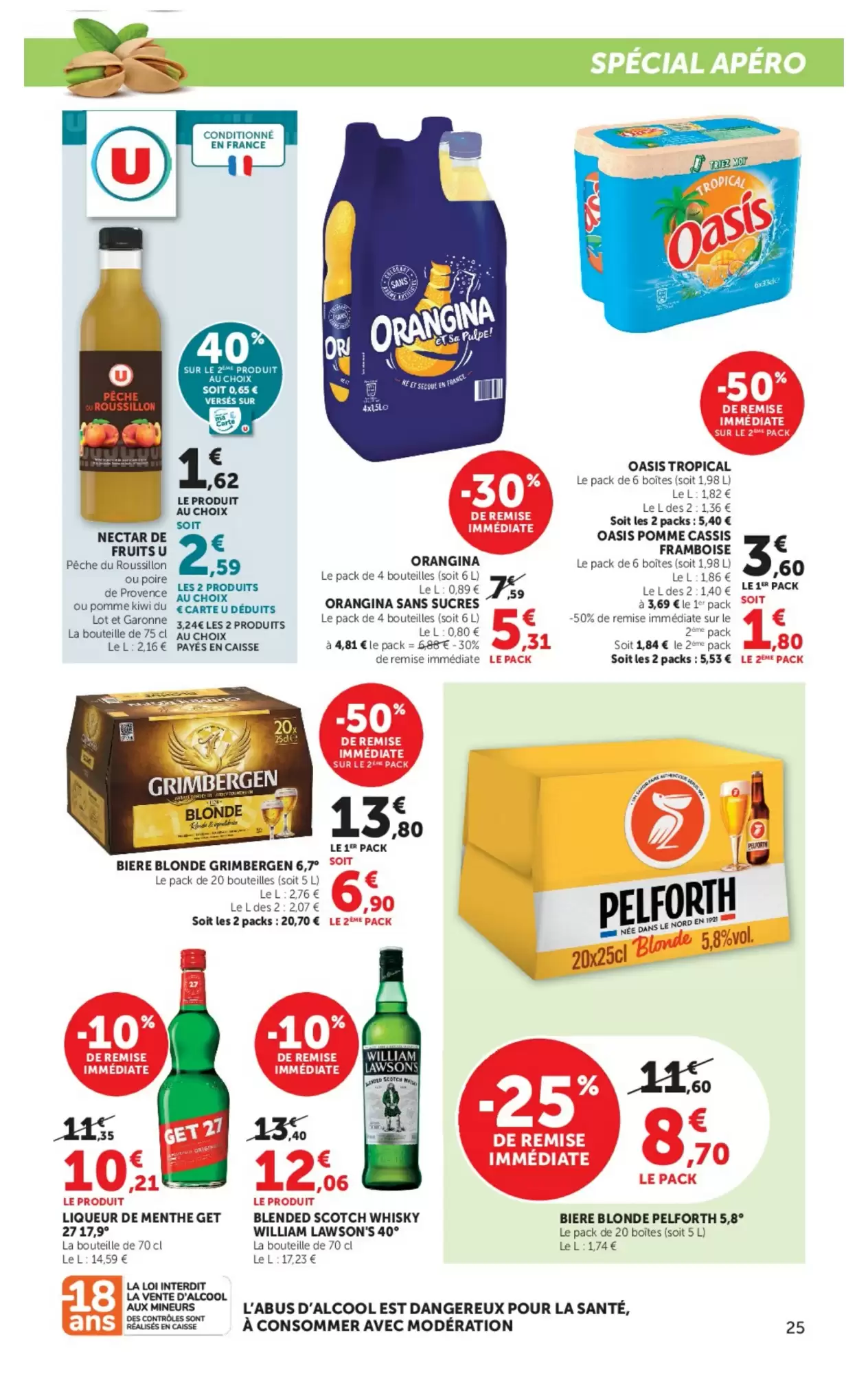 Sélection apéritif et boissons du catalogue U Express